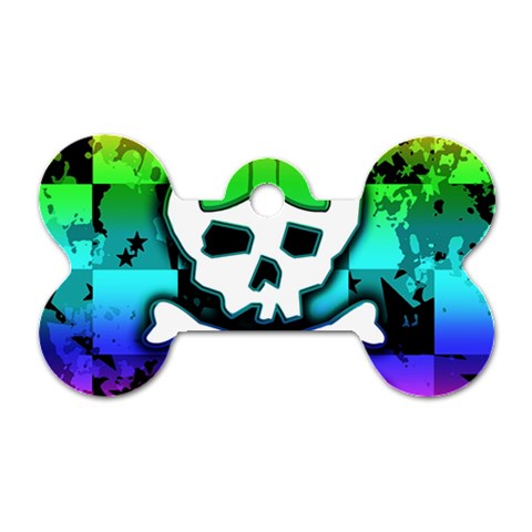 Rainbow Skull Dog Tag Bone (One Side) from ArtsNow.com Front