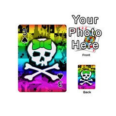 Rainbow Skull Playing Cards 54 Designs (Mini) from ArtsNow.com Front - Spade3