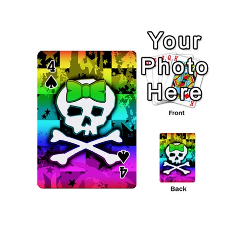 Rainbow Skull Playing Cards 54 Designs (Mini) from ArtsNow.com Front - Spade4