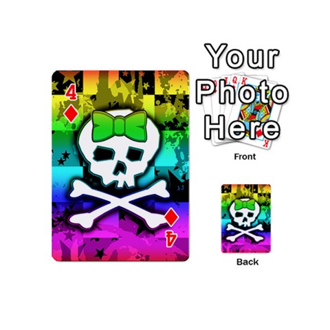 Rainbow Skull Playing Cards 54 Designs (Mini) from ArtsNow.com Front - Diamond4