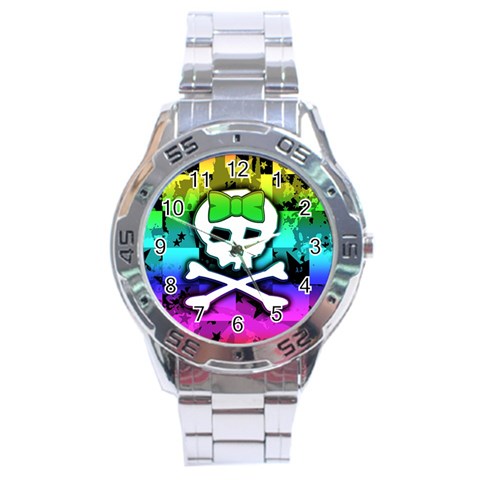 Rainbow Skull Stainless Steel Analogue Watch from ArtsNow.com Front