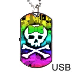 Rainbow Skull Dog Tag USB Flash (Two Sides) from ArtsNow.com Front