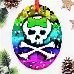 Rainbow Skull Oval Filigree Ornament (Two Sides) from ArtsNow.com Front