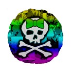 Rainbow Skull Standard 15  Premium Round Cushion 