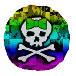 Rainbow Skull Large 18  Premium Round Cushion 