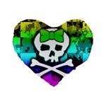 Rainbow Skull Standard 16  Premium Heart Shape Cushion 