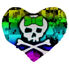 Rainbow Skull Large 19  Premium Heart Shape Cushion from ArtsNow.com Back