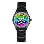 Rainbow Skull Stainless Steel Round Watch