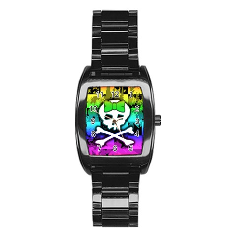 Rainbow Skull Stainless Steel Barrel Watch from ArtsNow.com Front