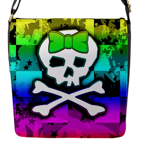 Rainbow Skull Flap Closure Messenger Bag (S) from ArtsNow.com Front