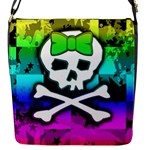 Rainbow Skull Flap Closure Messenger Bag (S)