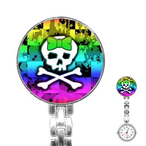Rainbow Skull Stainless Steel Nurses Watch from ArtsNow.com Front