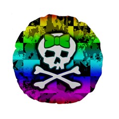 Rainbow Skull Standard 15  Premium Flano Round Cushion  from ArtsNow.com Back