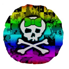 Rainbow Skull Large 18  Premium Flano Round Cushion  from ArtsNow.com Front