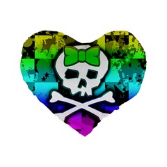 Rainbow Skull Standard 16  Premium Flano Heart Shape Cushion  from ArtsNow.com Front