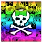 Rainbow Skull Large Satin Scarf (Square)