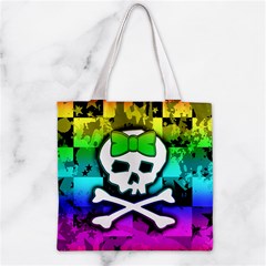 Rainbow Skull Zipper Grocery Tote Bag from ArtsNow.com Back