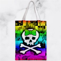 Rainbow Skull Zipper Classic Tote Bag from ArtsNow.com Back