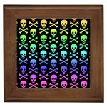 Rainbow Skull and Crossbones  Framed Tile