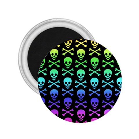 Rainbow Skull and Crossbones  2.25  Magnet from ArtsNow.com Front