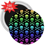 Rainbow Skull and Crossbones  3  Magnet (100 pack)