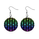 Rainbow Skull and Crossbones  1  Button Earrings