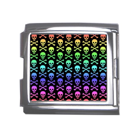 Rainbow Skull and Crossbones  Mega Link Italian Charm (18mm) from ArtsNow.com Front