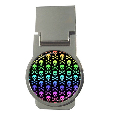 Rainbow Skull and Crossbones  Money Clip (Round) from ArtsNow.com Front