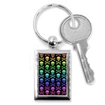 Rainbow Skull and Crossbones  Key Chain (Rectangle)