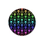 Rainbow Skull and Crossbones  Rubber Round Coaster (4 pack)