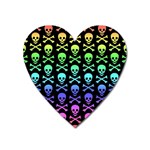 Rainbow Skull and Crossbones  Magnet (Heart)