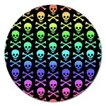 Rainbow Skull and Crossbones  Magnet 5  (Round)