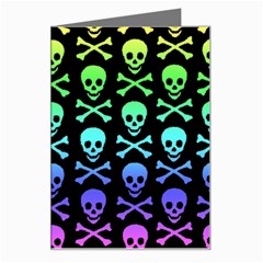 Rainbow Skull and Crossbones  Greeting Card from ArtsNow.com Left