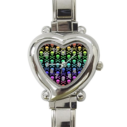 Rainbow Skull and Crossbones  Heart Italian Charm Watch from ArtsNow.com Front