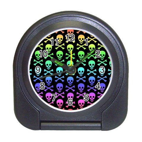 Rainbow Skull and Crossbones  Travel Alarm Clock from ArtsNow.com Front