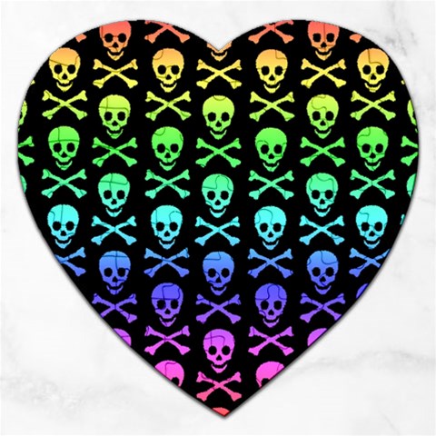 Rainbow Skull and Crossbones  Jigsaw Puzzle (Heart) from ArtsNow.com Front