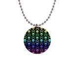 Rainbow Skull and Crossbones  1  Button Necklace