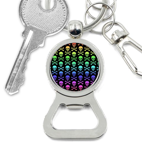 Rainbow Skull and Crossbones  Bottle Opener Key Chain from ArtsNow.com Front
