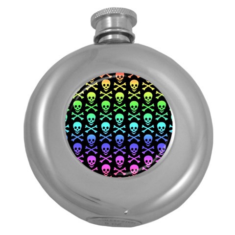 Rainbow Skull and Crossbones  Hip Flask (5 oz) from ArtsNow.com Front