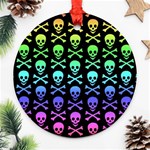 Rainbow Skull and Crossbones  Round Ornament (Two Sides)