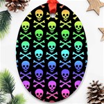 Rainbow Skull and Crossbones  Oval Ornament (Two Sides)