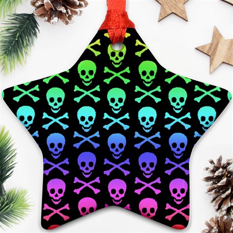 Rainbow Skull and Crossbones  Star Ornament (Two Sides) from ArtsNow.com Front