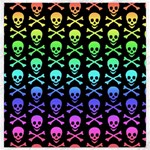 Rainbow Skull and Crossbones  Canvas 16  x 16 