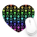 Rainbow Skull and Crossbones  Heart Mousepad
