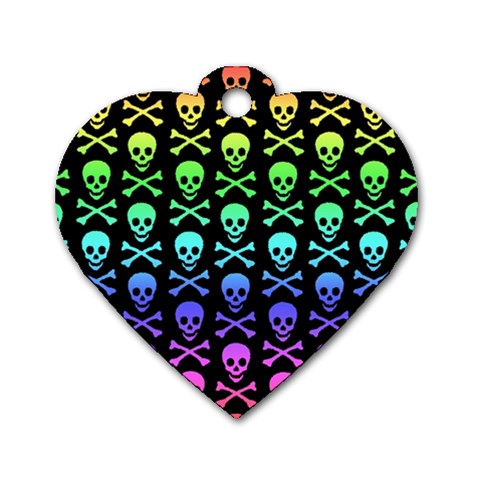 Rainbow Skull and Crossbones  Dog Tag Heart (Two Sides) from ArtsNow.com Front