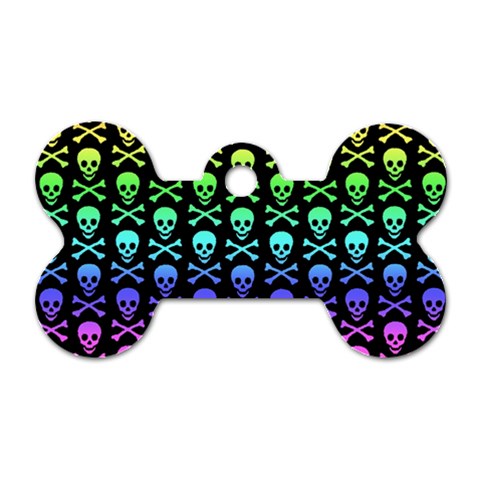 Rainbow Skull and Crossbones  Dog Tag Bone (Two Sides) from ArtsNow.com Front