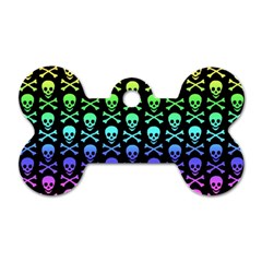 Rainbow Skull and Crossbones  Dog Tag Bone (Two Sides) from ArtsNow.com Front