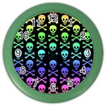 Rainbow Skull and Crossbones  Color Wall Clock