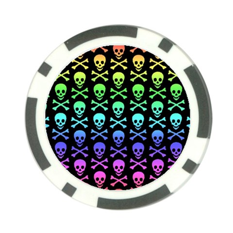 Rainbow Skull and Crossbones  Poker Chip Card Guard from ArtsNow.com Front