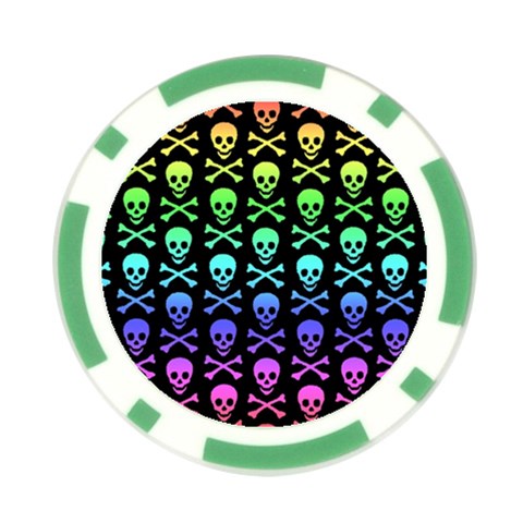 Rainbow Skull and Crossbones  Poker Chip Card Guard from ArtsNow.com Front